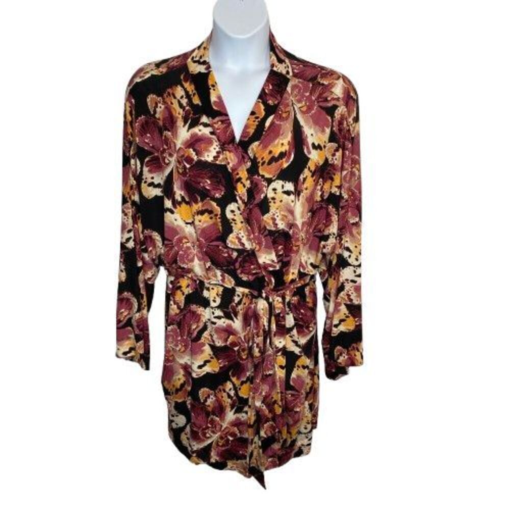 Lane Bryant Cacique Womens Floral Butterfly Wrap Robe Plus Size 4X Soft Romantic